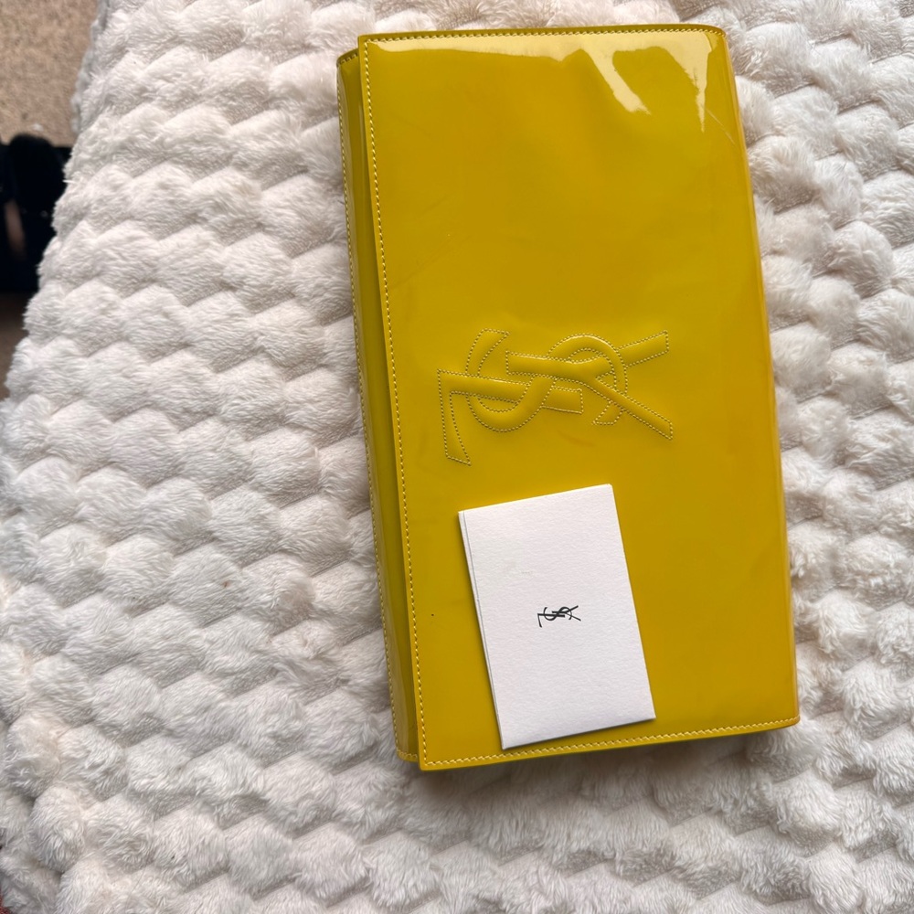 Saint Laurent YSL Patent Leather Clutch | Yellow | Italy | Authentic - Picture 7 of 8